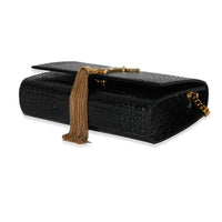 Saint Laurent Black Embossed Leather Small Kate Tassel Chain Bag