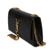 Saint Laurent Black Embossed Leather Small Kate Tassel Chain Bag