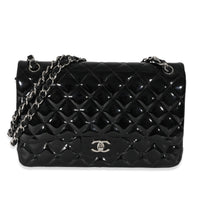 Chanel Black Patent Classic Jumbo Double Flap Bag