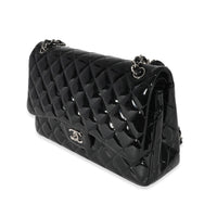 Chanel Black Patent Classic Jumbo Double Flap Bag