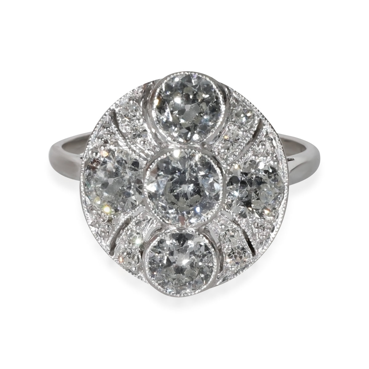 Vintage Diamond Cluster Ring in Platinum 1.40 CTW