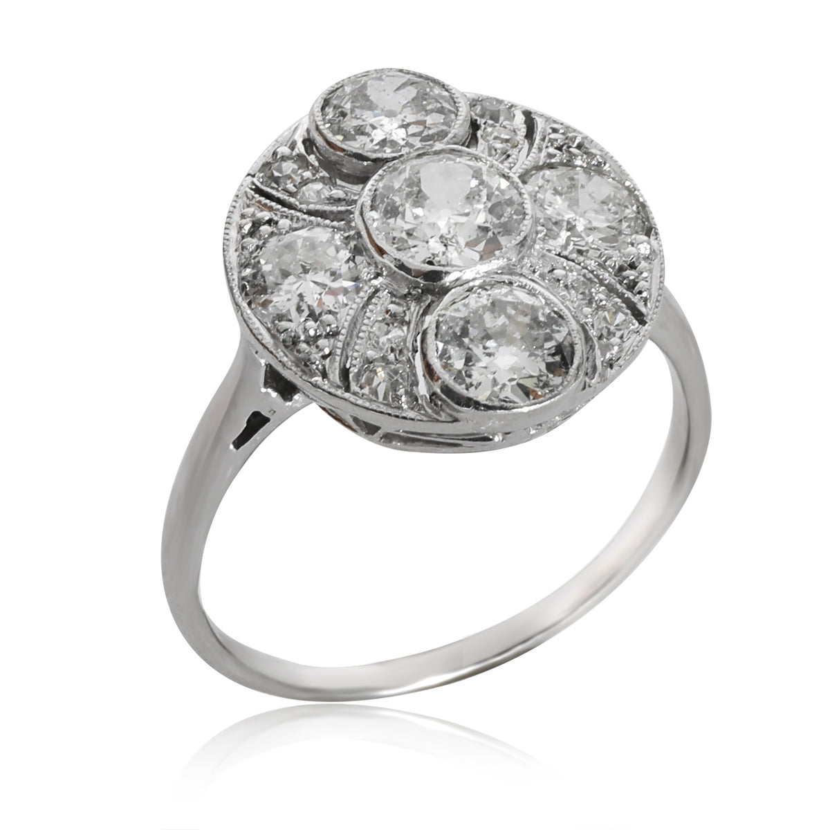 Vintage Diamond Cluster Ring in Platinum 1.40 CTW