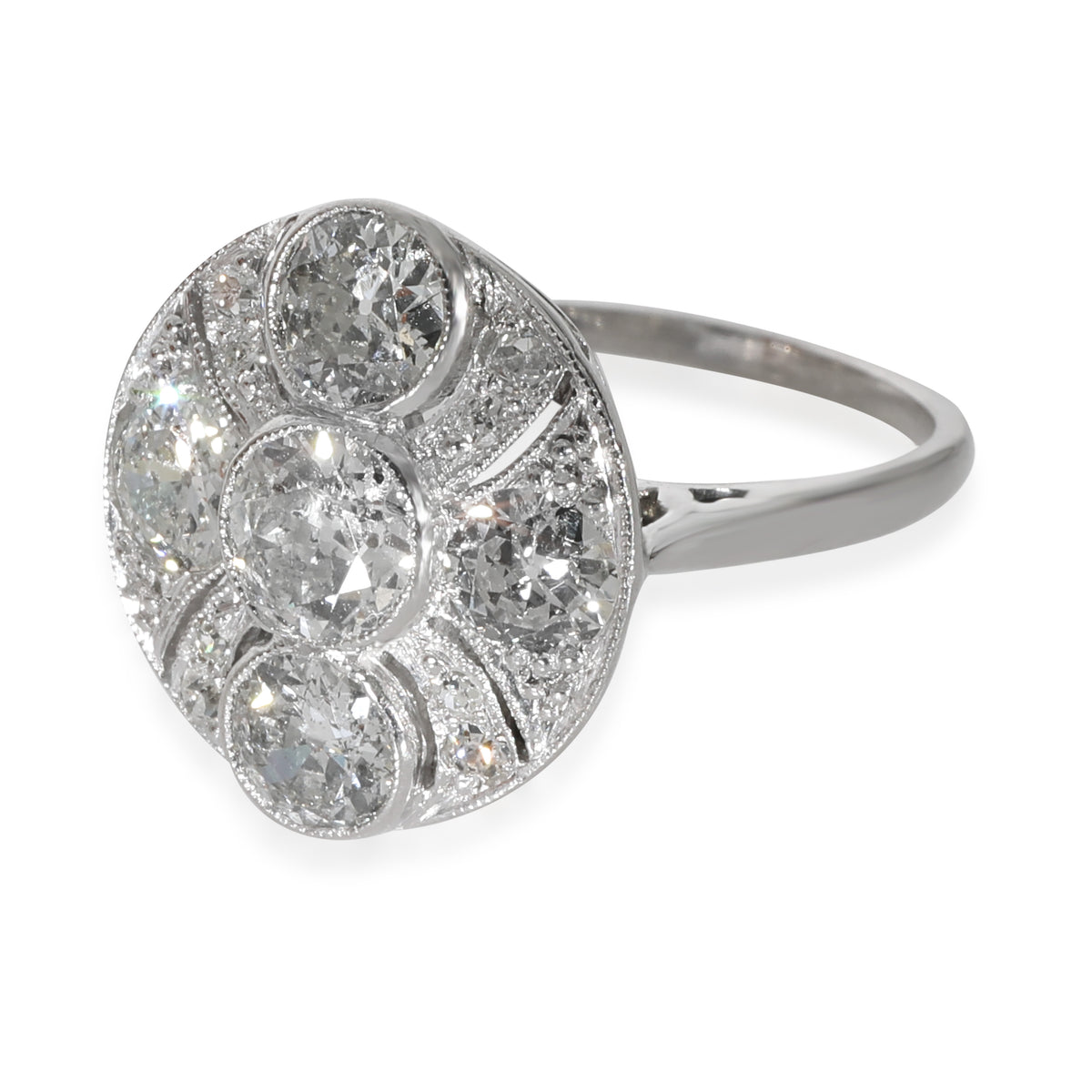 Vintage Diamond Cluster Ring in Platinum 1.40 CTW