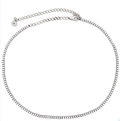 14K White Gold Diamond Tennis Necklace With Adjustable Chain 5.40 ctw