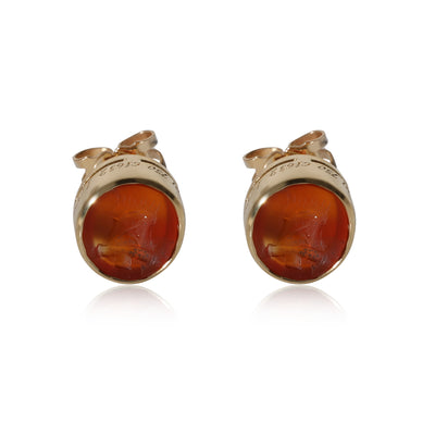 BVLGARI Vintage Carnelian Intaglio Ear Studs in 18k Yellow Gold