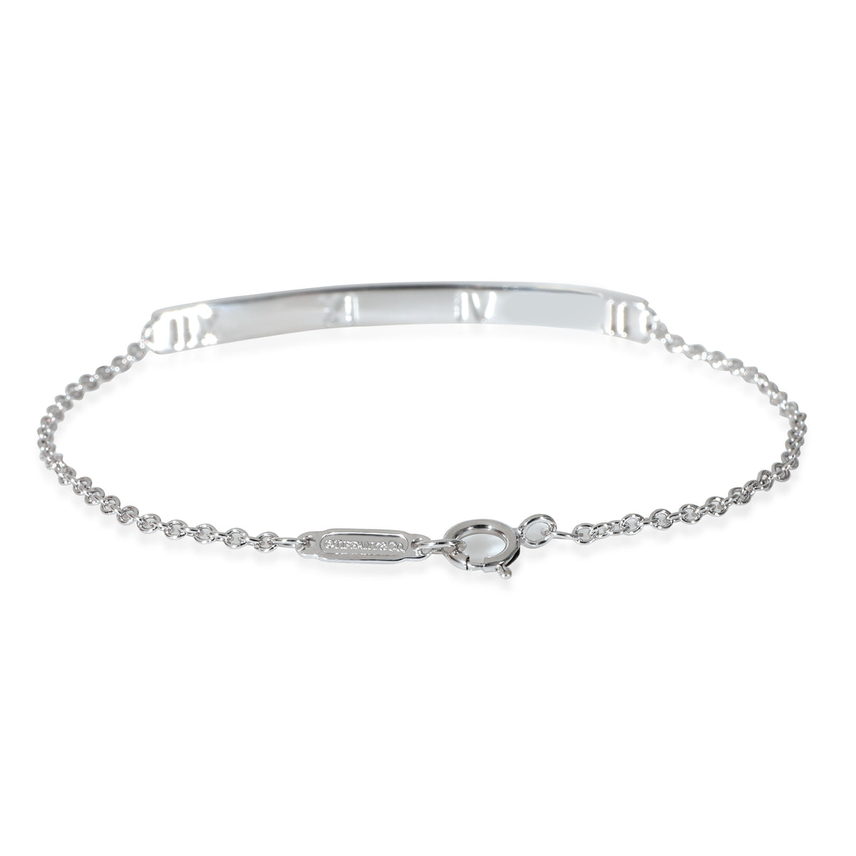 Tiffany & Co. Atlas Pirced Bar Bracelet in 18k White Gold 0.03 CTW