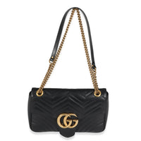 Gucci Black Matelassé Medium GG Marmont Bag