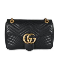 Gucci Black Matelassé Medium GG Marmont Bag