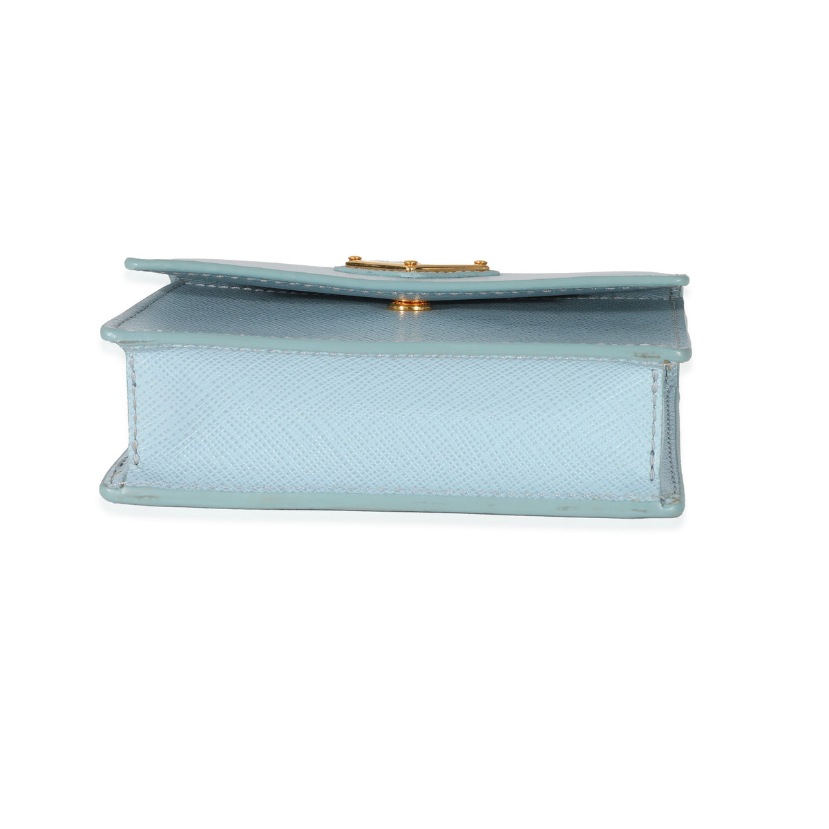 Prada Blue Saffiano Card Holder With Chain