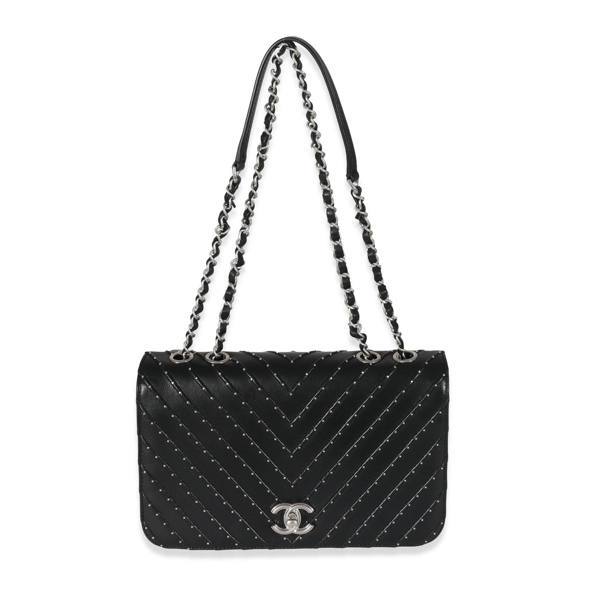 Chanel Black Calfskin Chevron Small Stud Wars Flap Bag, myGemma, DE