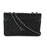 Chanel Black Calfskin Chevron Small Stud Wars Flap Bag