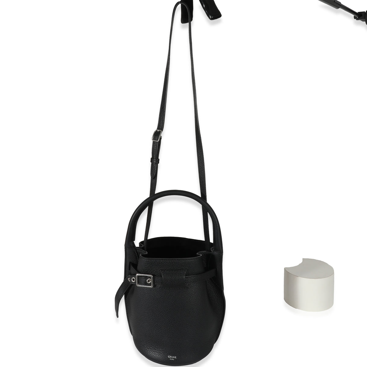 Celine Black Supple Grained Calfskin Big Bag Nano Bucket