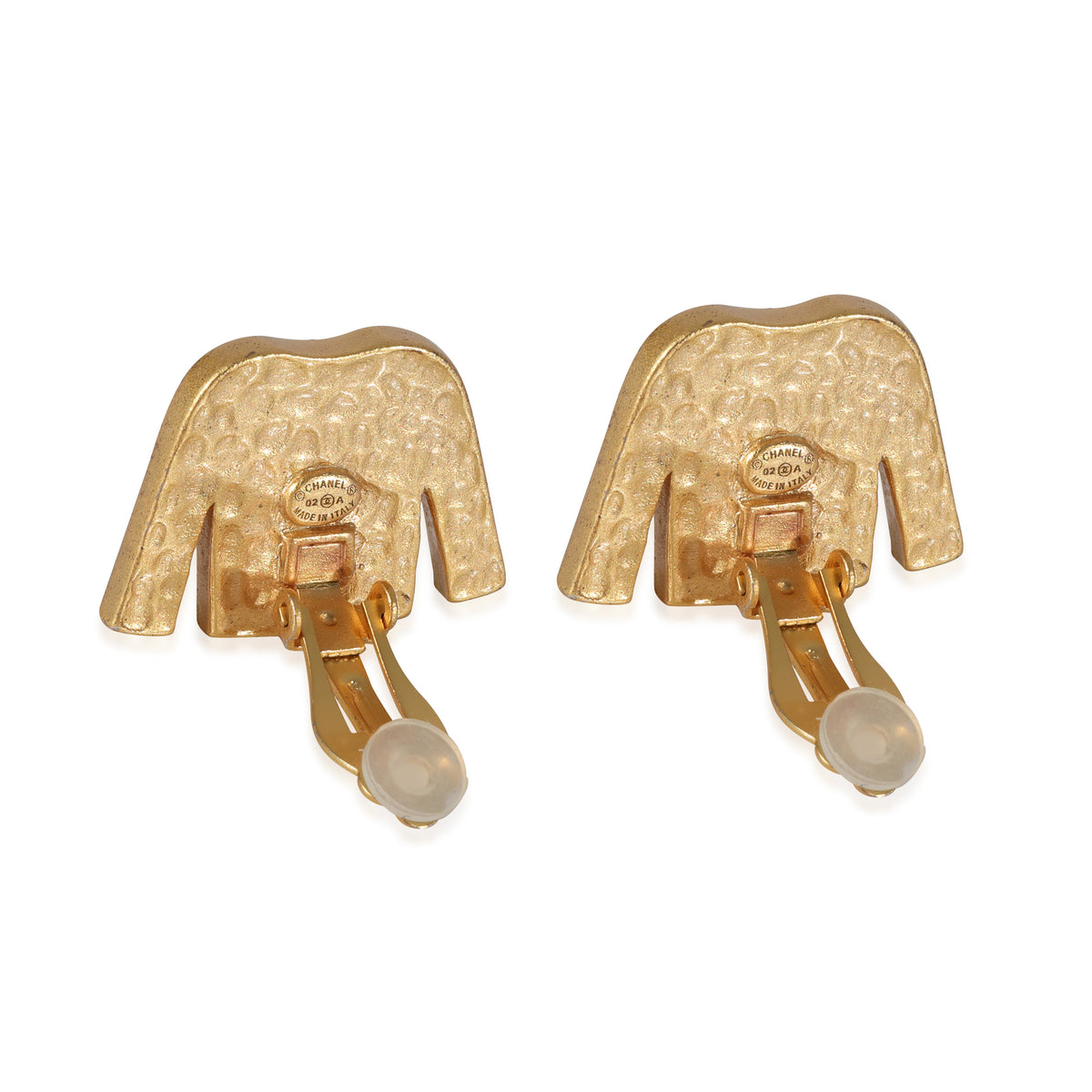 Chanel 2002 CC Sweater Clip On Gold Plated Earrings