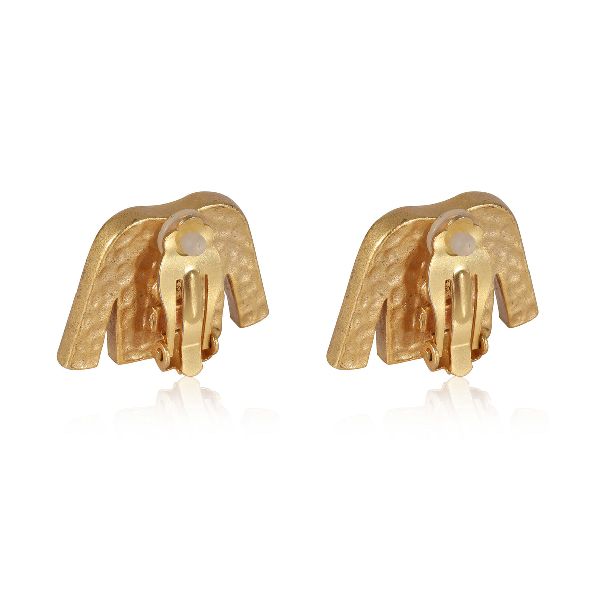 Chanel 2002 CC Sweater Clip On Gold Plated Earrings