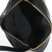 Saint Laurent Black Croc Embossed Lou Camera Bag