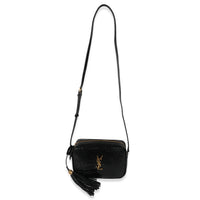 Saint Laurent Black Croc Embossed Lou Camera Bag