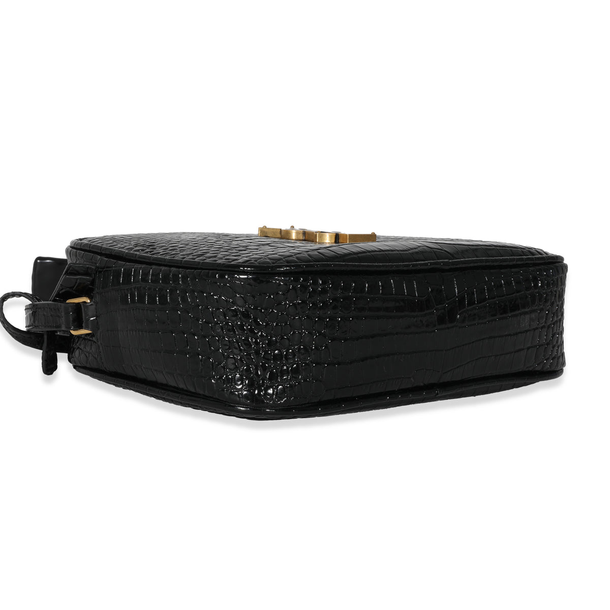 Saint Laurent Black Croc Embossed Lou Camera Bag