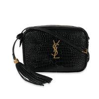 Saint Laurent Black Croc Embossed Lou Camera Bag