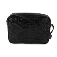 Saint Laurent Black Croc Embossed Lou Camera Bag