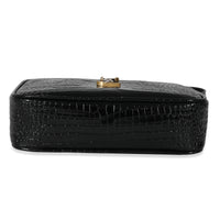 Saint Laurent Black Croc Embossed Lou Camera Bag