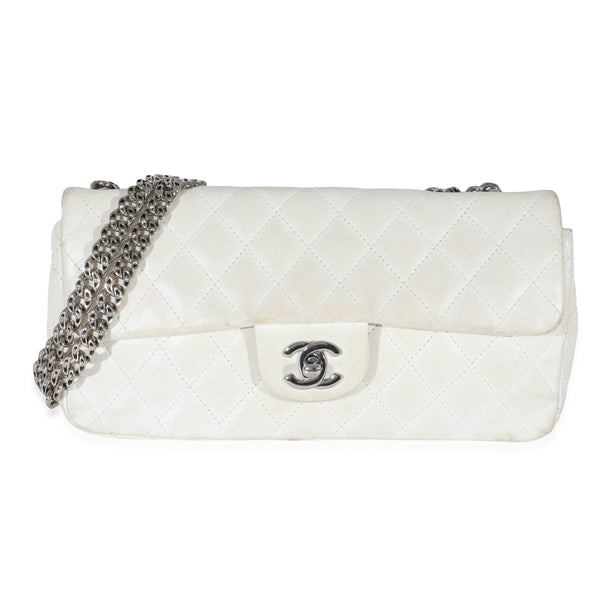 Chanel White Lambskin East West Bijoux CC Flap Bag | myGemma