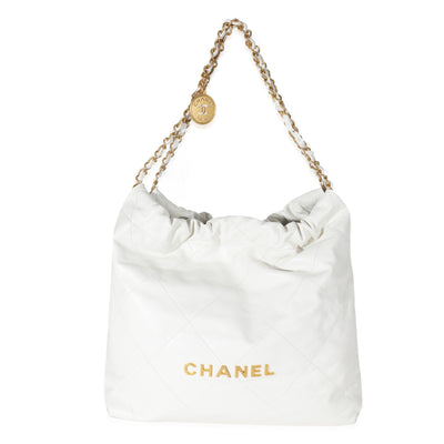 Chanel White Calfskin Chanel 22 Bag