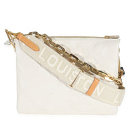 Louis Vuitton Cream Puffy Lambskin Monogram Coussin PM