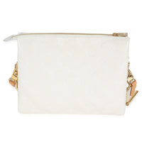 Louis Vuitton Cream Puffy Lambskin Monogram Coussin PM