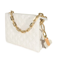 Louis Vuitton Cream Puffy Lambskin Monogram Coussin PM