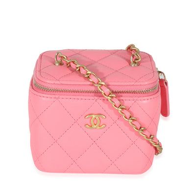 Chanel Pink Lambskin Coco Pearl Crush Mini Vanity Case