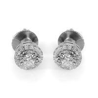 Diamond Halo Stud Earrings 14k White Gold 0.5 CTW