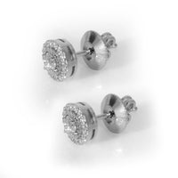 Diamond Halo Stud Earrings 14k White Gold 0.5 CTW