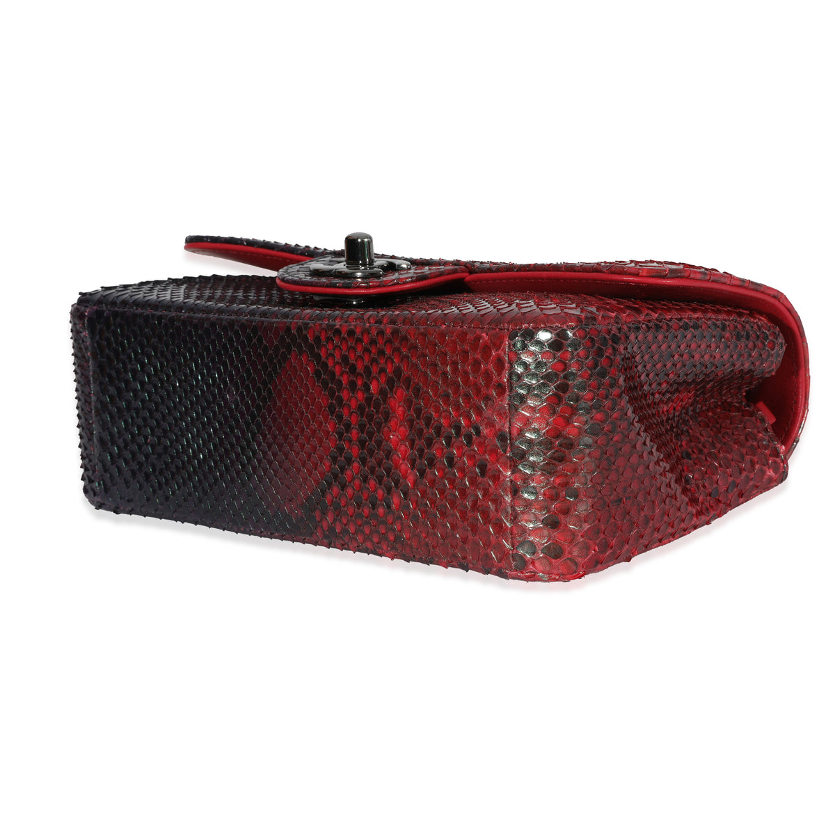 Chanel 18K Red Black Ombre Iridescent Python Mini Flap Bag RHW