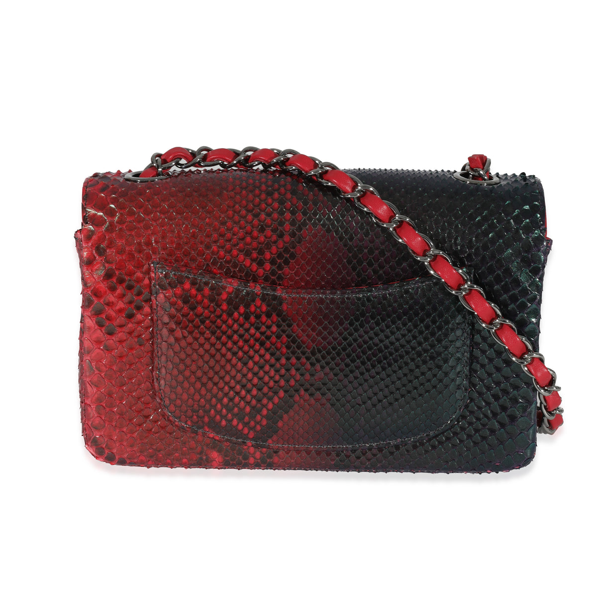 Chanel 18K Red Black Ombre Iridescent Python Mini Flap Bag RHW