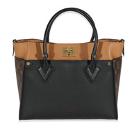 Louis Vuitton Black & Tan Calfskin And Monogram Canvas On My Side MM