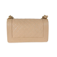 Chanel Beige Quilted Caviar Medium Boy Bag