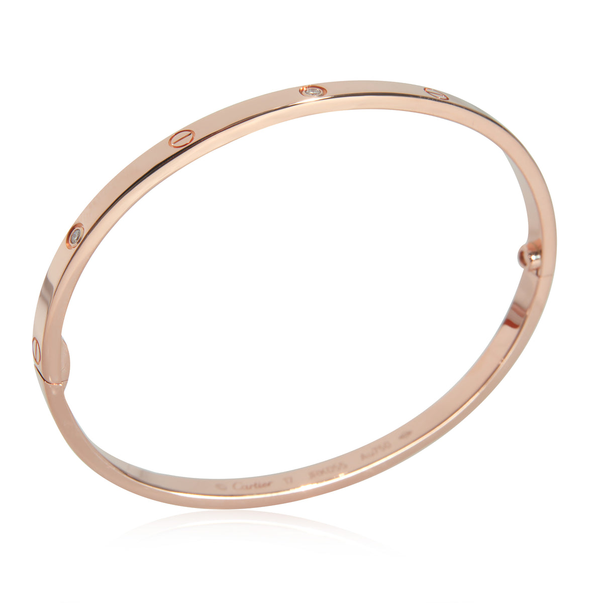 Cartier Love Diamond Bracelet in 18k Rose Gold, Small Model 0.15 CTW