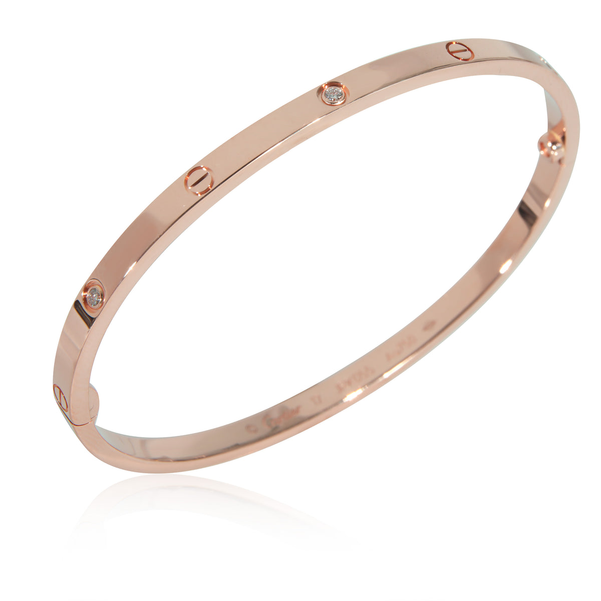 Cartier Love Diamond Bracelet in 18k Rose Gold, Small Model 0.15 CTW