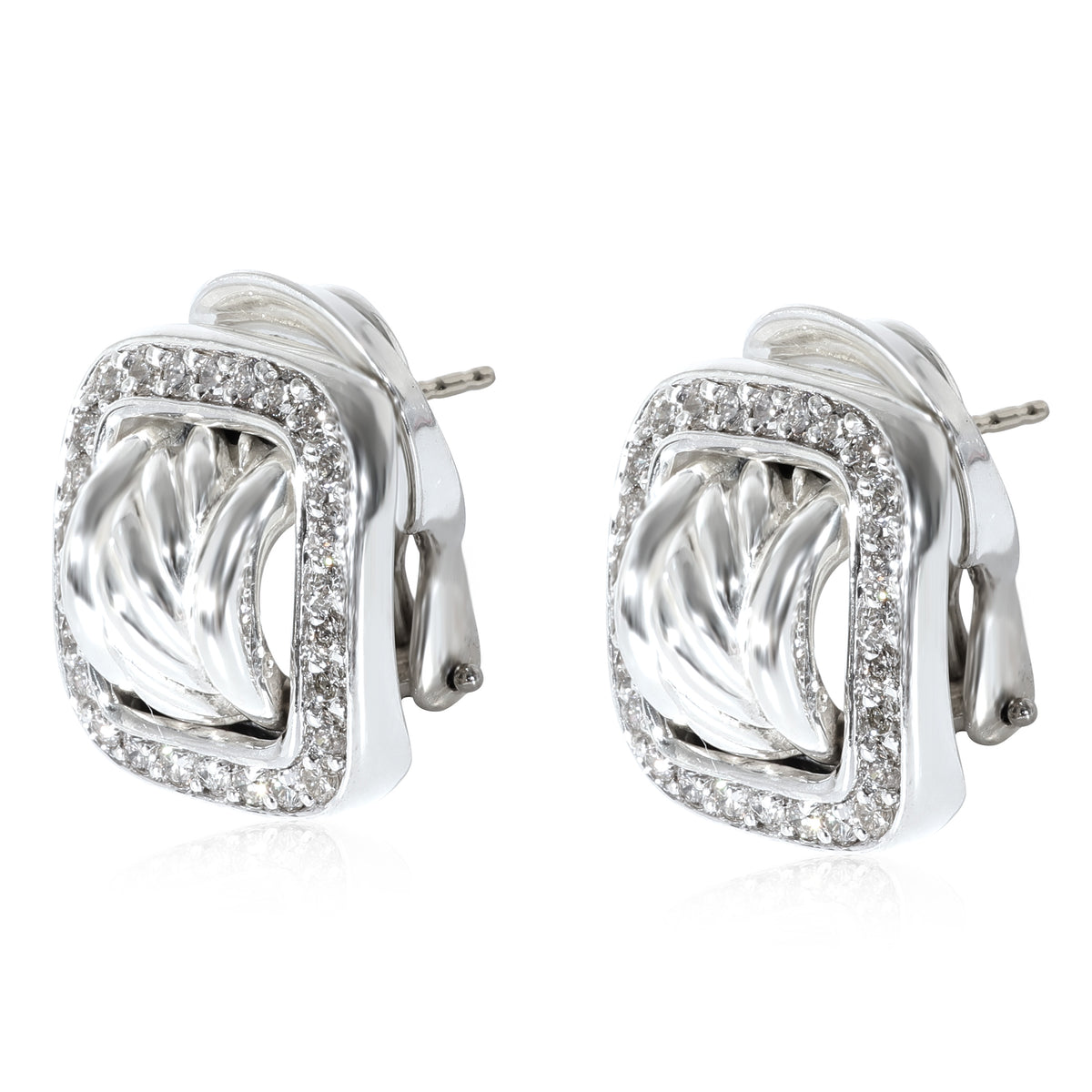 David Yurman Cable Collection Earrings in  Sterling Silver 1.5 CTW