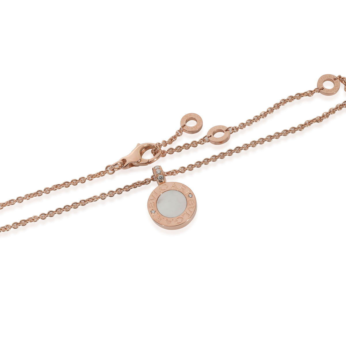 BVLGARI Bvlgari Bvlgari Mother of Pearl Pendant in 18k Rose Gold 0.06 CTW