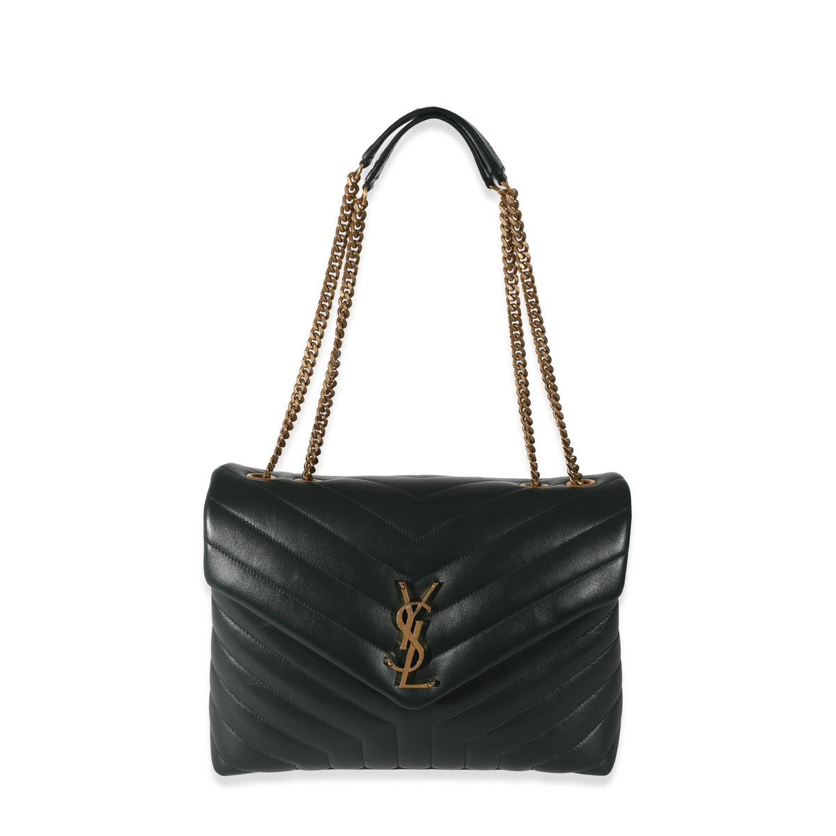 Saint Laurent Khaki Leather Medium Loulou Bag