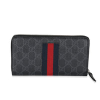 Gucci Black Canvas GG Supreme Web Zip Around Wallet