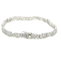 18K White Gold Tapered Baguette Line Bracelet G-H VS1-VS2 8.07 Ctw