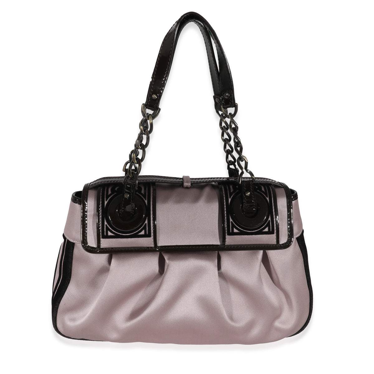 Fendi Pink Brown Satin B-Bag