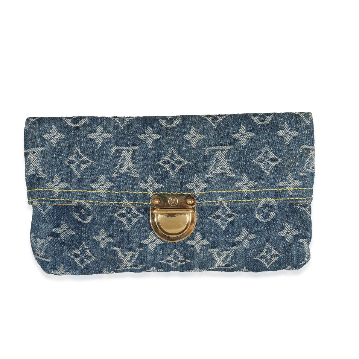Louis Vuitton blue denim clutch pochette bag-Louis Vuitton Blue Denim Clutch  Pochette Bag-RELOVE DELUXE