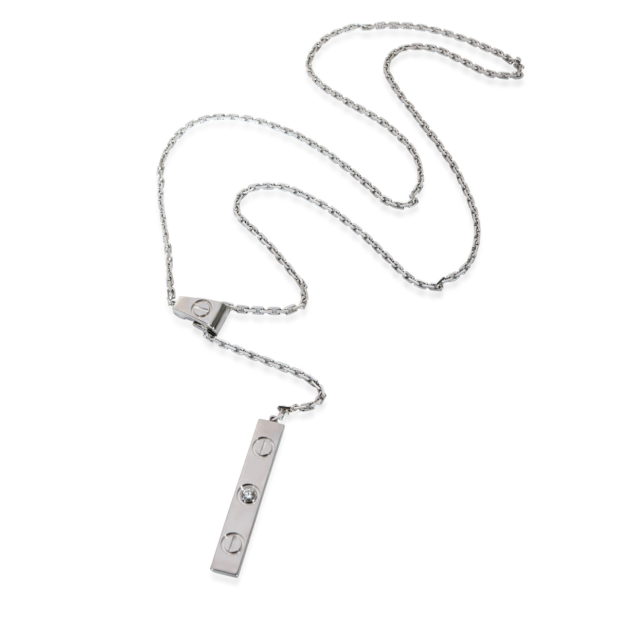 Cartier Love Diamond Fashion Necklace in 18k White Gold 0.06 CTW