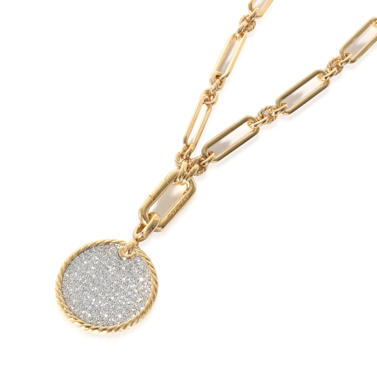 David Yurman Elements Disc Necklace in 18k Yellow Gold 2 CTW