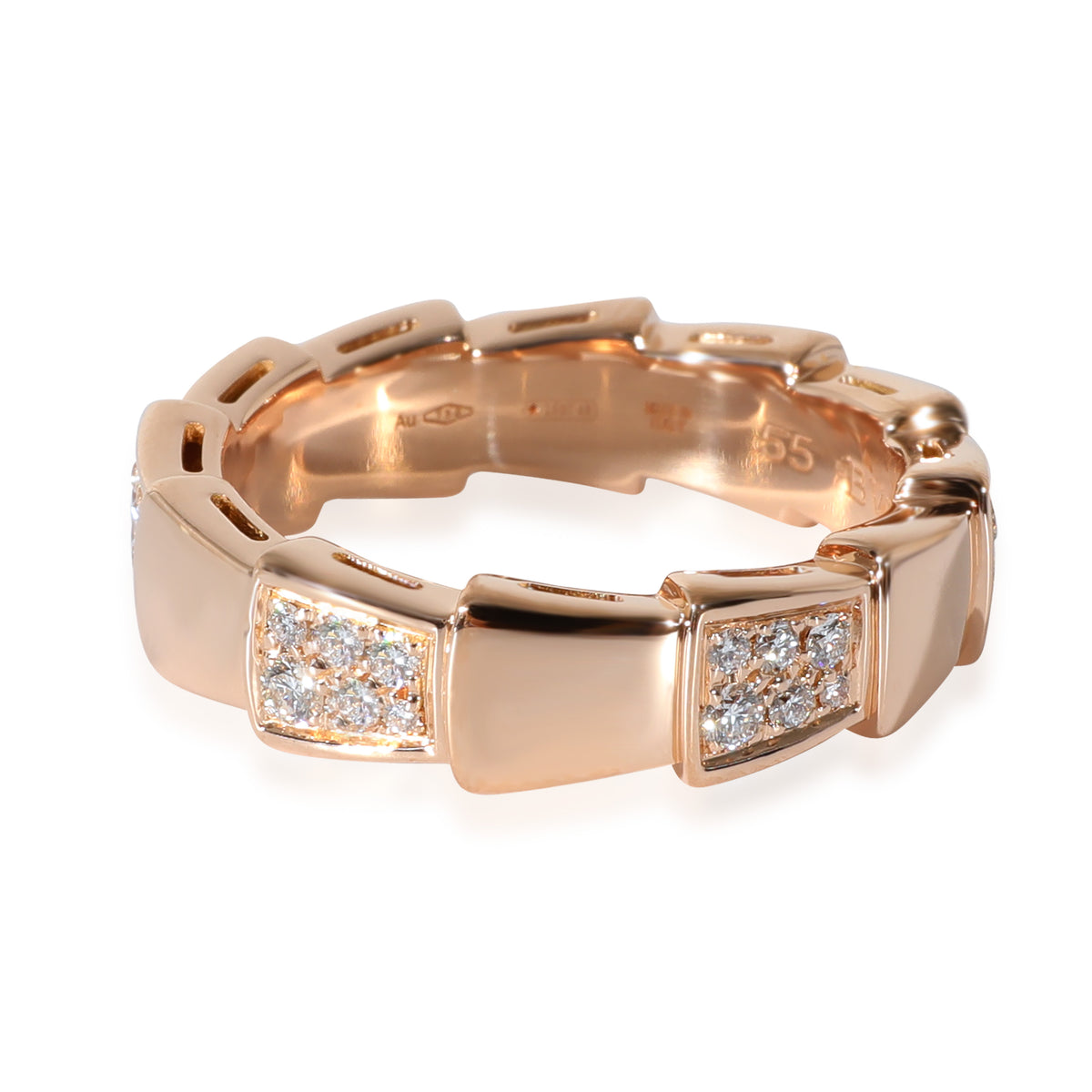 BVLGARI Serpenti Diamond Ring in 18k Rose Gold 0.41 CTW