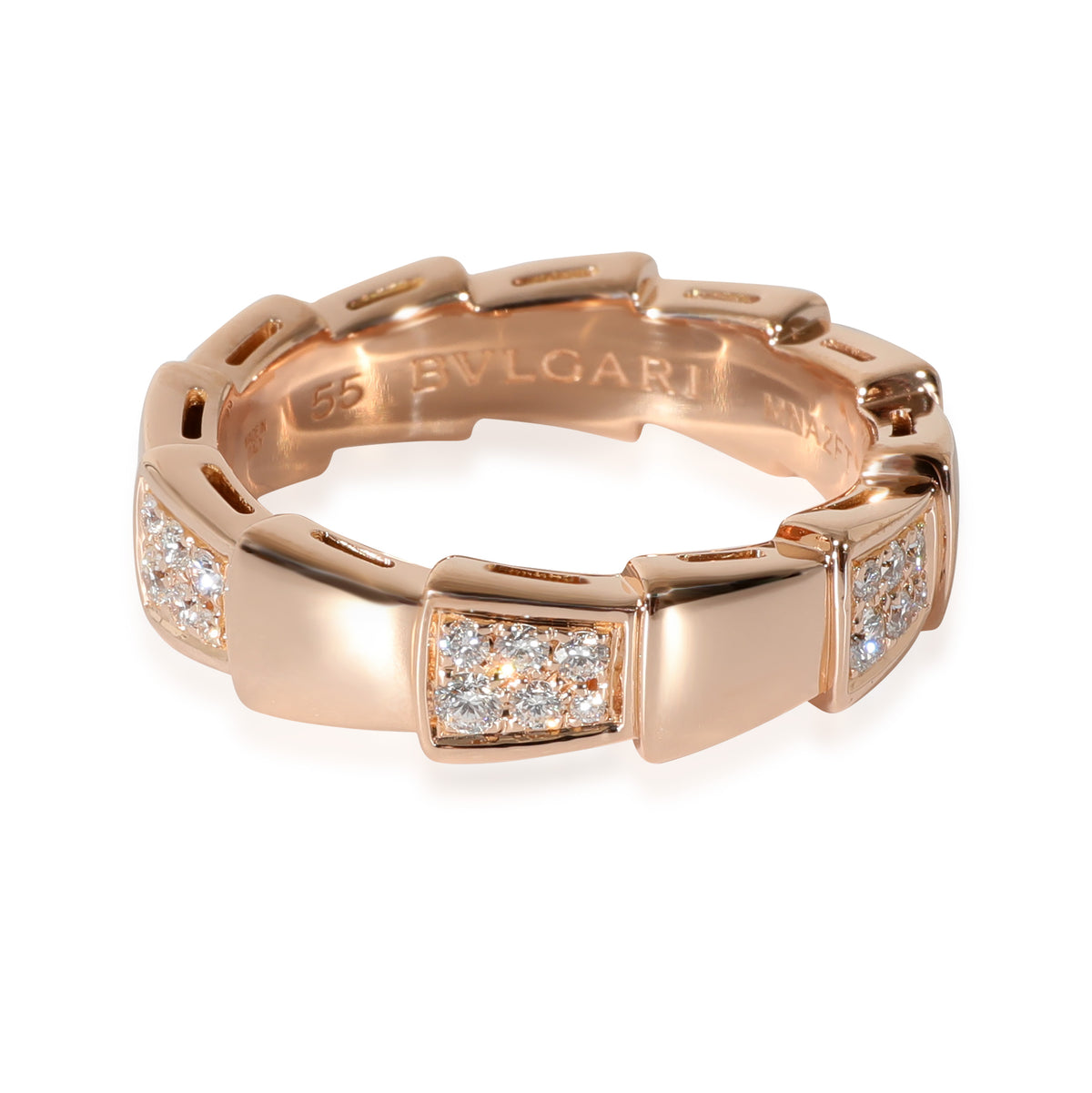 BVLGARI Serpenti Diamond Ring in 18k Rose Gold 0.41 CTW