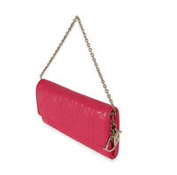 Christian Dior Pink Cannage Lambskin Croisiere Chain Wallet